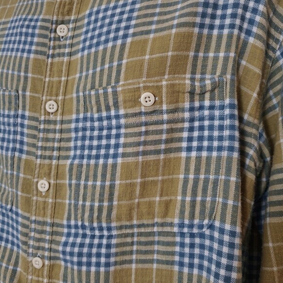 American Eagle Shirt Large Yellow Plaid Flannel Shacket Casual Cozy Fall - Picture 6 of 10